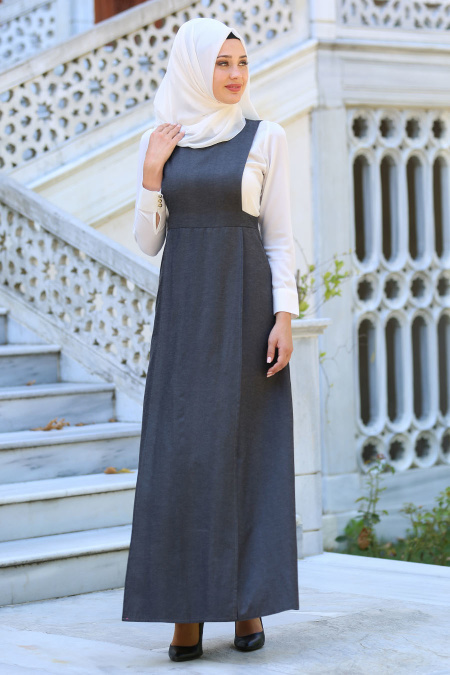 Neva Style - Smoke Color Hijab Dress 7056FU