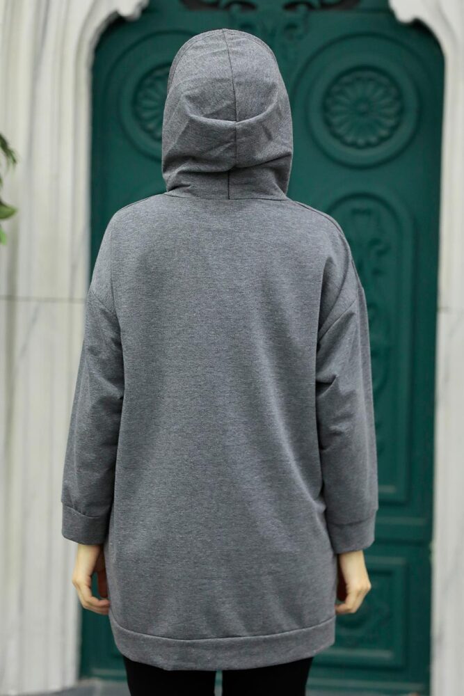 Smoke Color Hijab Sweatshirt 2394FU - 3