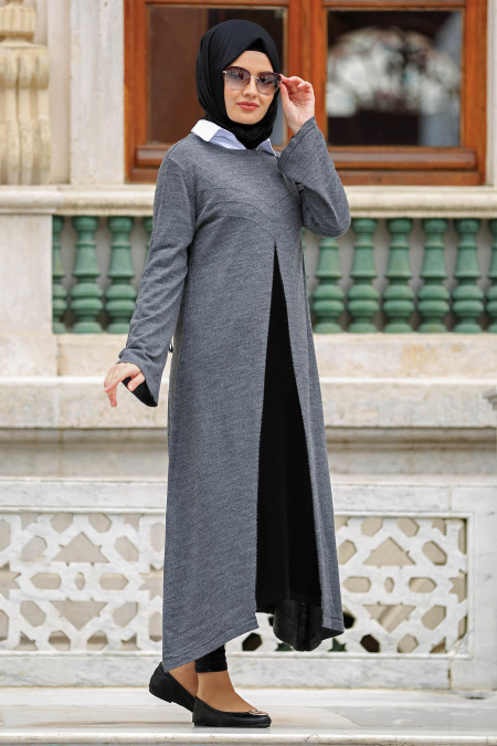 Neva Style - Smoke Color Hijab Trico Tunic 2885FU