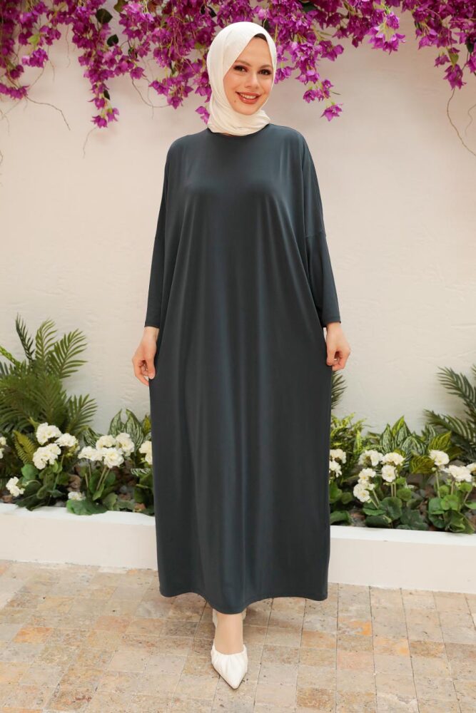 Neva Style - Smoke Color Hijab Turkish Abaya 17801FU - 2