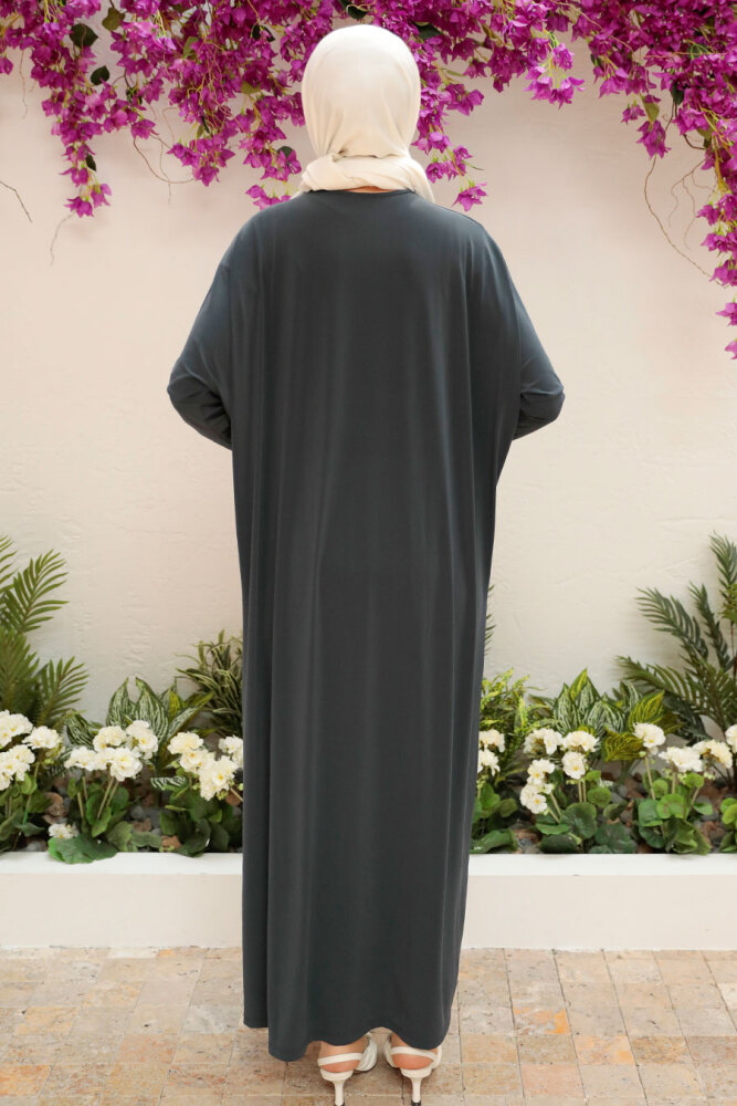 Neva Style - Smoke Color Hijab Turkish Abaya 17801FU - 3