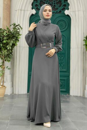 Smoke Color Islamic Clothing Dress 3425FU - 1