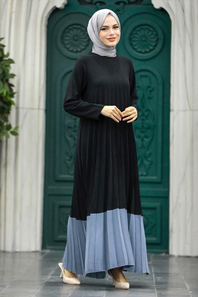 Smoke Color Long Hijab Dress 7684FU - 2