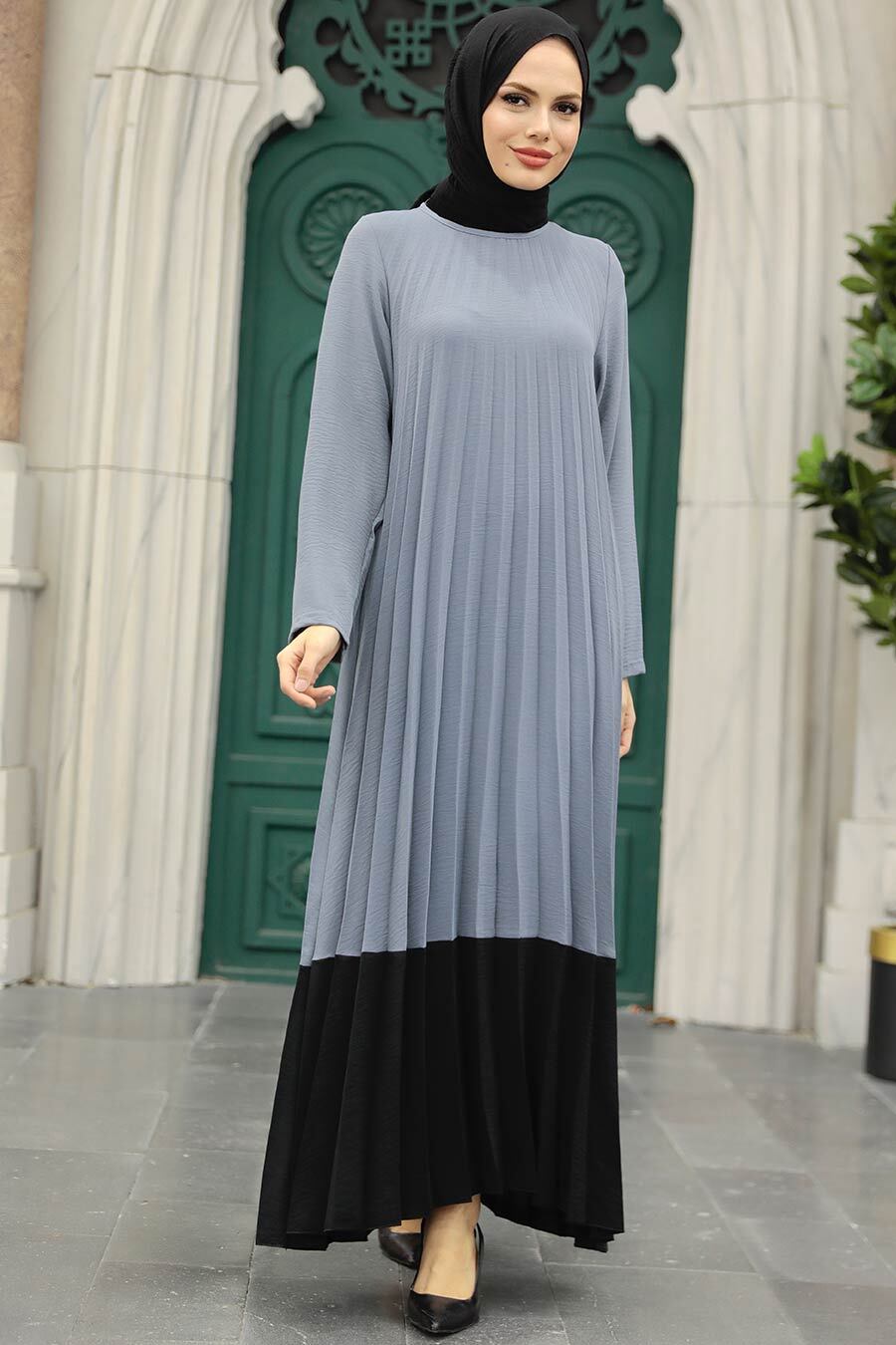 Neva Style - Smoke Color Long Muslim Dress 76841FU