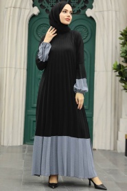 Neva Style - Smoke Color Long Muslim Dress 76842FU - Thumbnail