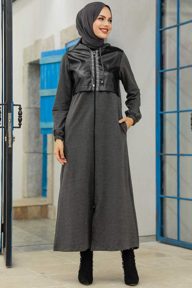 Neva Style - Smoke Color Modest Stamp Coat 13620FU - 2