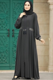 Neva Style - Smoke Color Muslim Turkish Abaya 45271FU - Thumbnail