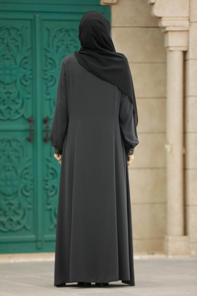 Smoke Color Muslim Turkish Abaya 45271FU - 4