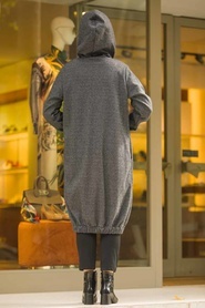 Neva Style - Smoked Hijab Coat 10610FU - Thumbnail
