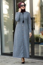 Neva Style - Smoked Hijab Dress 1179FU - Thumbnail