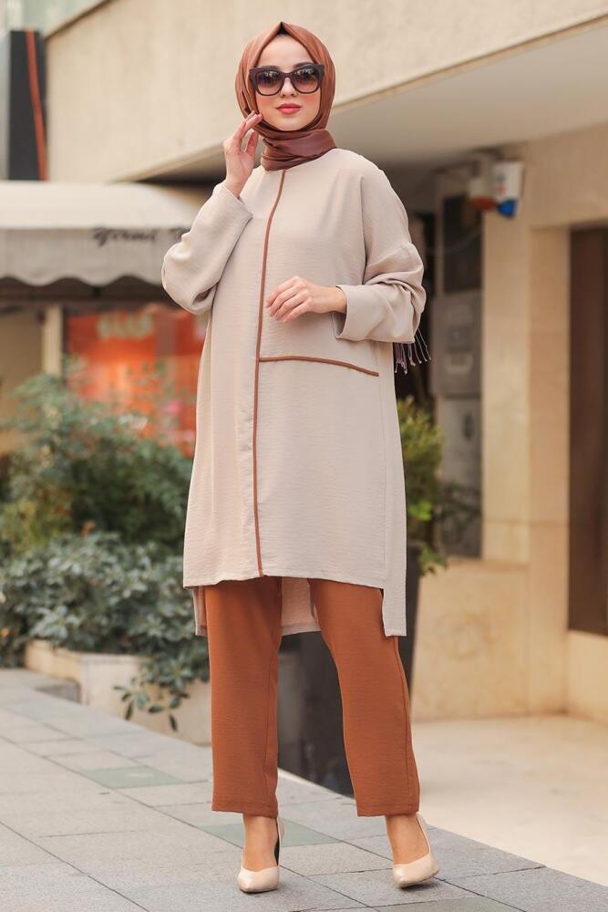Neva Style - Stone Hijab Dual Suit 12103TAS - 2