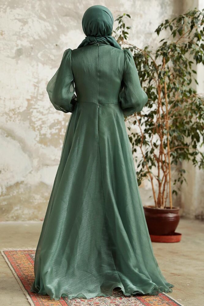 Neva Style - Stylish Almond Green Modest Islamic Clothing Prom Dress 3753CY - 3