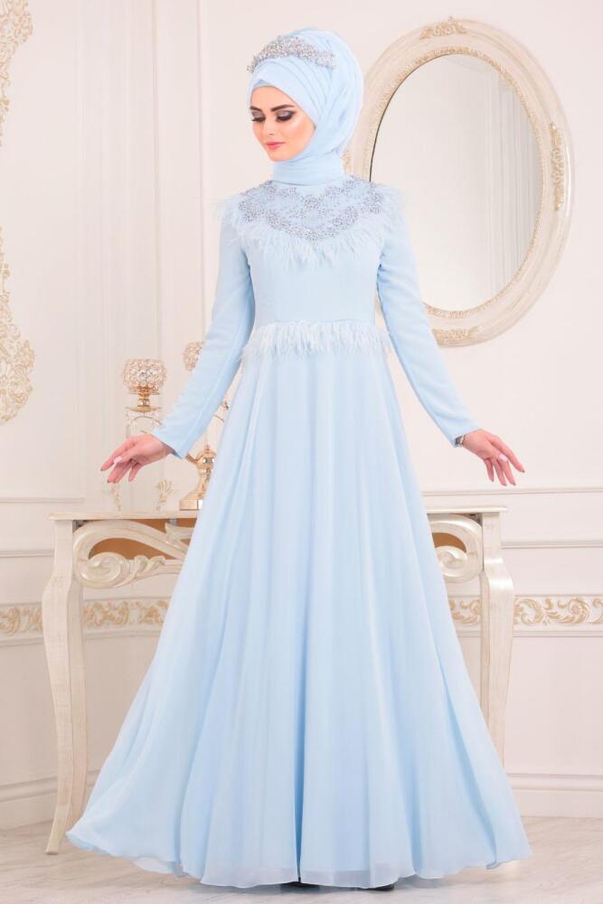 Neva Style - Stylish Baby Blue Modest Bridesmaid Dress 20950BM - 1