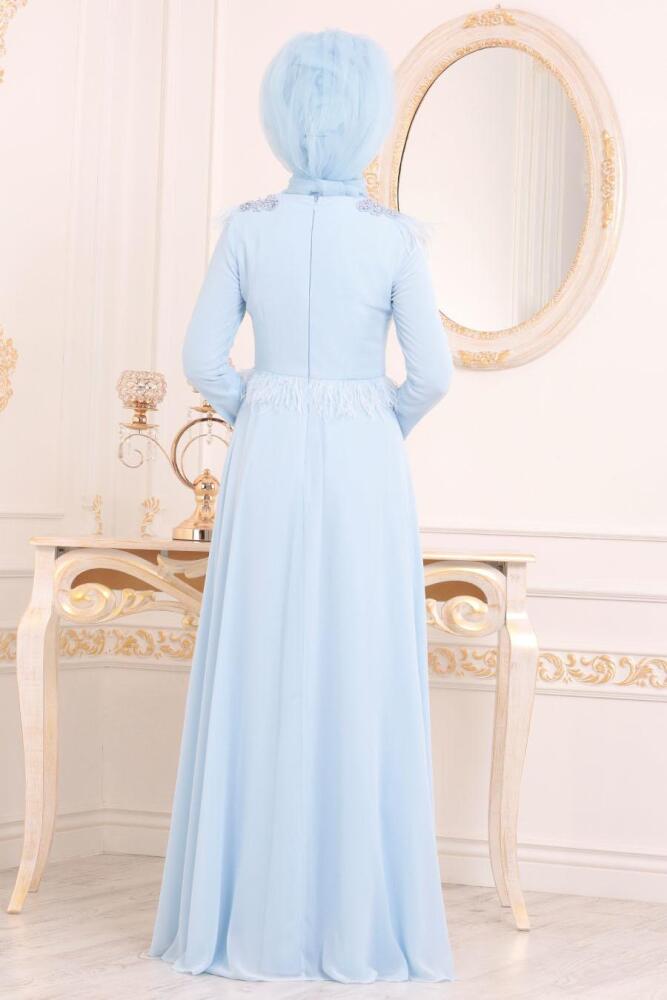 Neva Style - Stylish Baby Blue Modest Bridesmaid Dress 20950BM - 3
