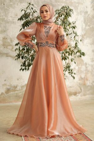 Neva Style - Stylish Biscuit Modest Islamic Clothing Prom Dress 3753BS - 1