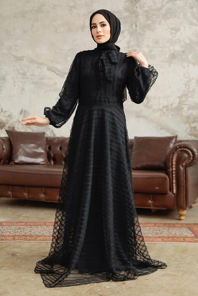 Stylish Black Islamic Clothing Prom Dress 38920S - 3
