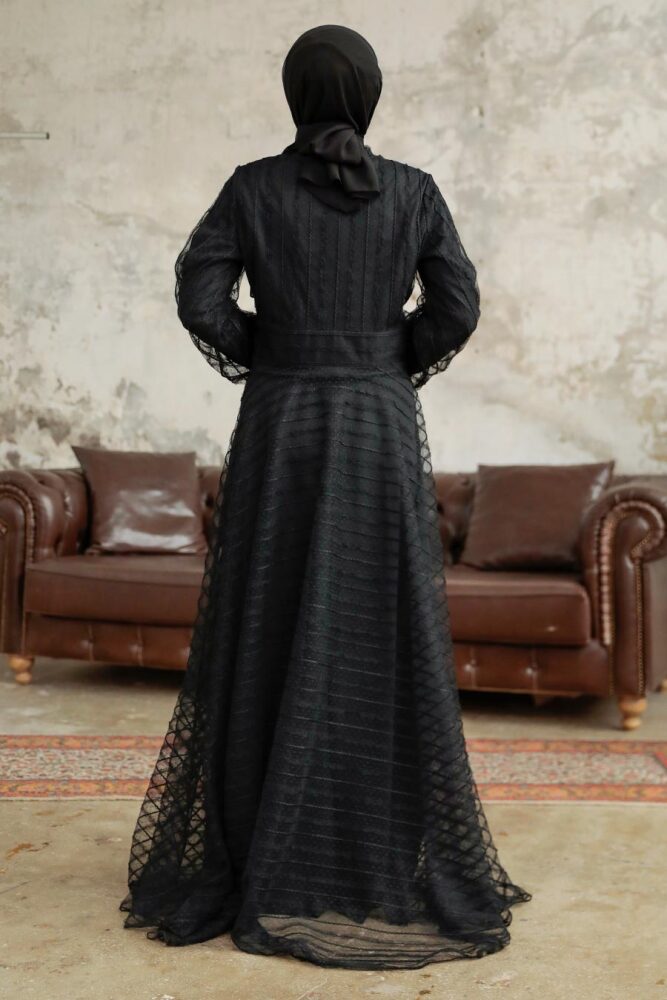 Stylish Black Islamic Clothing Prom Dress 38920S - 4