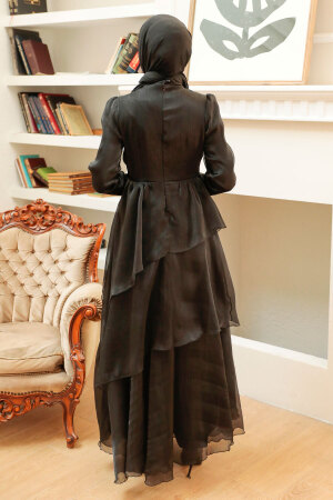 Neva Style - Stylish Black Islamic Engagement Dress 25825S - 2