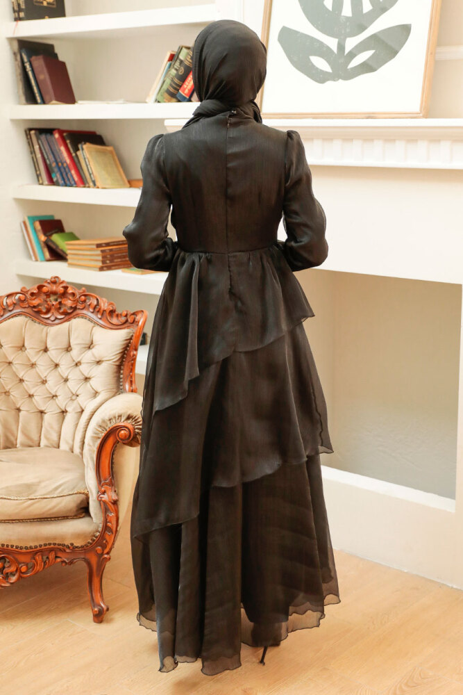Neva Style - Stylish Black Islamic Engagement Dress 25825S - 2