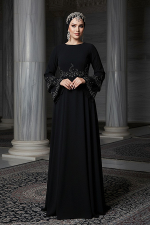 Neva Style - Stylish Black Islamic Evening Dress 9181S - 1