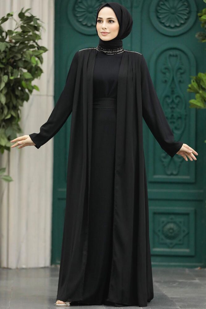 Stylish Black Islamic Evening Gown 379300S - 2