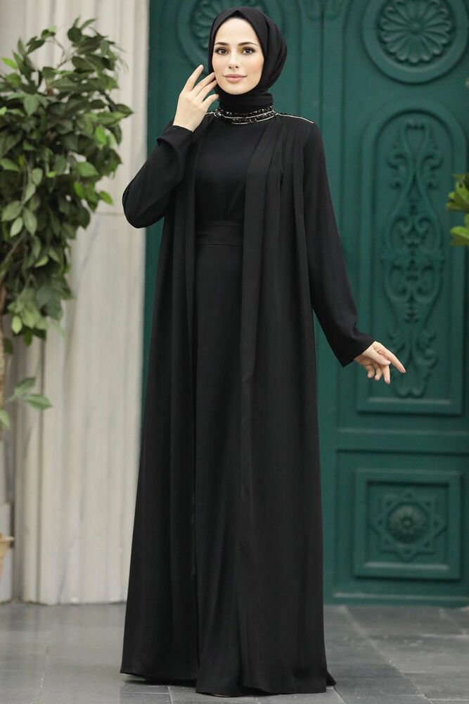 Stylish Black Islamic Evening Gown 379300S - 3
