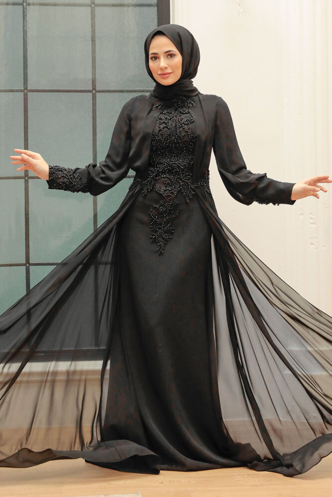 Neva Style - Stylish Black Islamic Wedding Gown 766S - 2