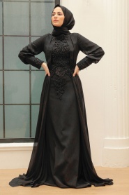 Neva Style - Stylish Black Islamic Wedding Gown 766S - Thumbnail