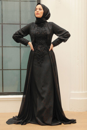 Neva Style - Stylish Black Islamic Wedding Gown 766S - 3