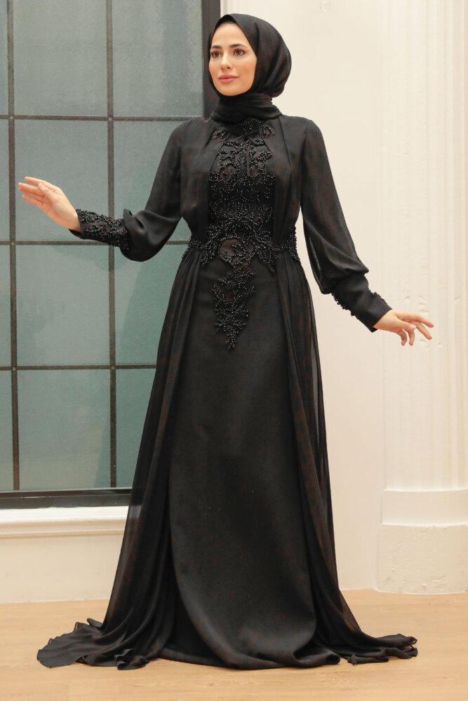 Neva Style - Stylish Black Islamic Wedding Gown 766S - 4