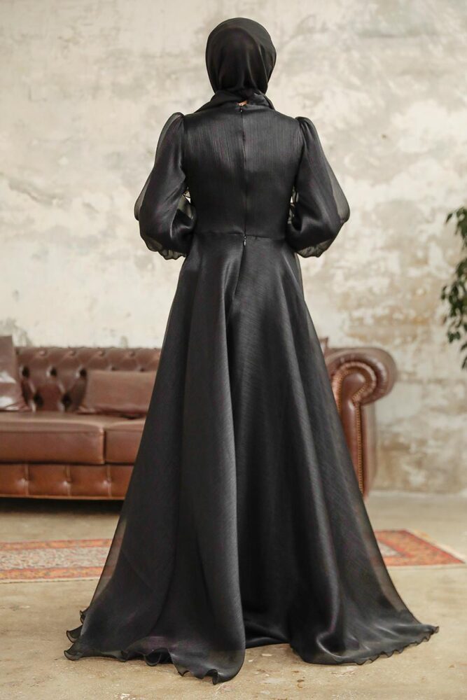 Stylish Black Modest Islamic Clothing Prom Dress 3753S - 4