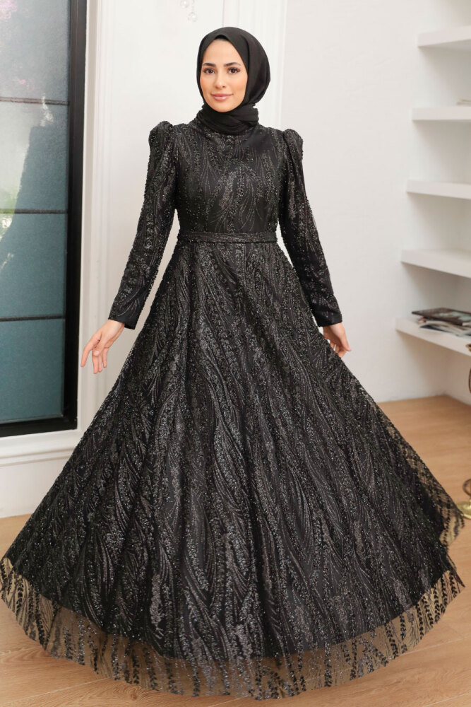 Neva Style - Stylish Black Muslim Evening Dress 22661S - 1