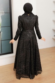 Neva Style - Stylish Black Muslim Evening Dress 22661S - Thumbnail