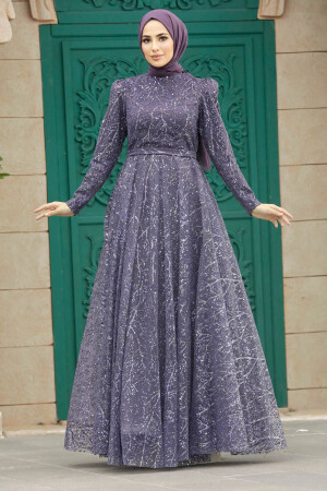 Stylish Dark Lila Muslim Wedding Dress 23241KLILA - 2