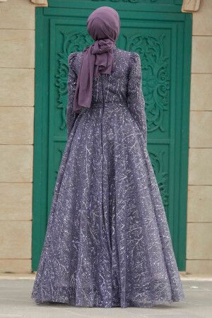 Stylish Dark Lila Muslim Wedding Dress 23241KLILA - 4