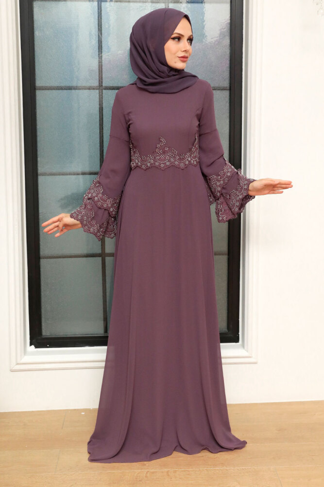 Neva Style - Stylish Dusty Islamic Evening Dress 9181GK - 2