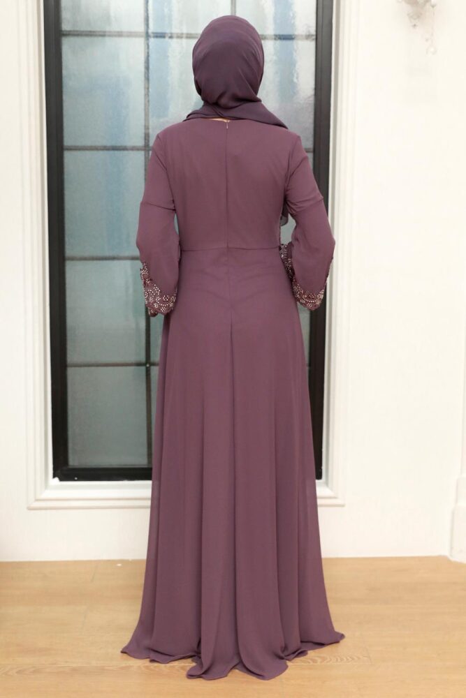 Neva Style - Stylish Dusty Islamic Evening Dress 9181GK - 3