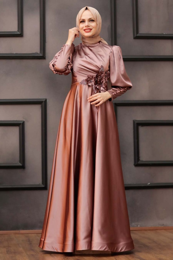 Neva Style - Stylish Dusty Rose Hijab Wedding Gown 2205GK - 1