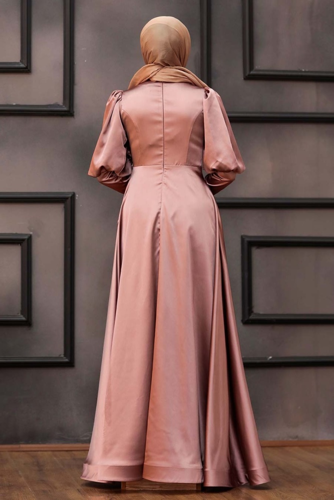 Neva Style - Stylish Dusty Rose Hijab Wedding Gown 2205GK - 3
