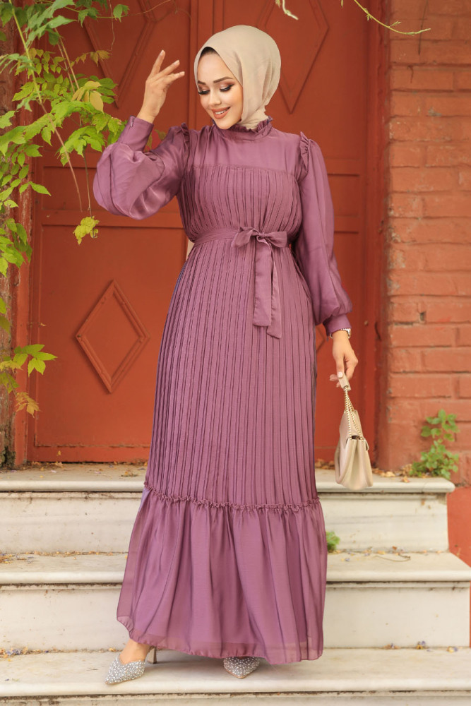 Stylish Dusty Rose Islamic Clothing Engagement Dress 39651GK - 1