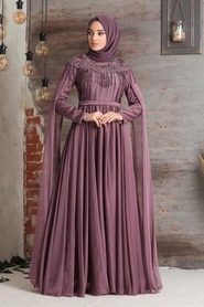 Neva Style - Stylish Dusty Rose Islamic Engagement Gown 21901GK - Thumbnail