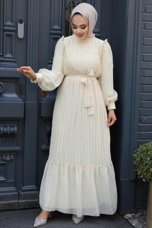 Stylish Ecru Islamic Clothing Engagement Dress 39651E - 1