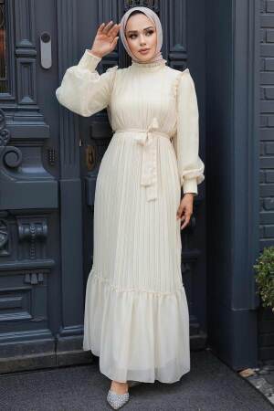 Stylish Ecru Islamic Clothing Engagement Dress 39651E - 2
