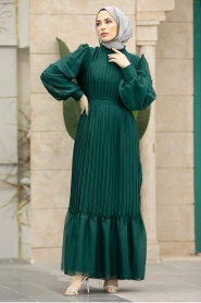 Neva Style - Stylish Emerald Green Islamic Clothing Engagement Dress 39651ZY - Thumbnail