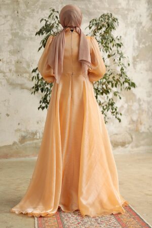 Neva Style - Stylish Gold Modest Islamic Clothing Prom Dress 3753GOLD - 3