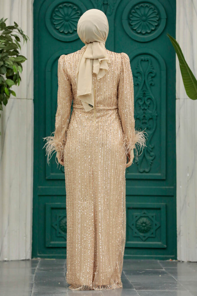 Stylish Gold Muslim Evening Dress 23210GOLO - 7