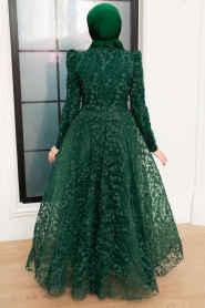 Neva Style - Stylish Green Hijab Bridesmaid Dress 22780Y - Thumbnail