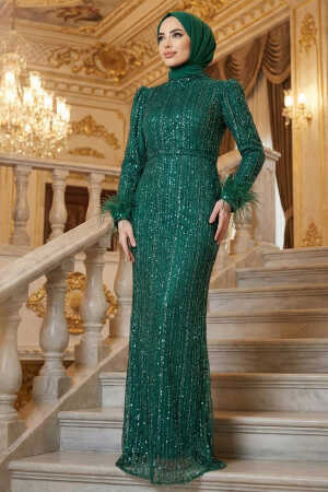 Stylish Green Muslim Evening Dress 23210Y - 1