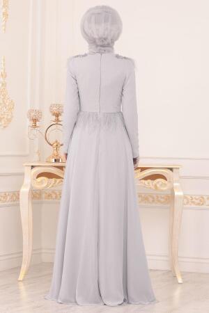 Neva Style - Stylish Grey Modest Bridesmaid Dress 20950GR - 3