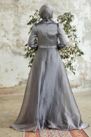 Neva Style - Stylish Grey Modest Islamic Clothing Prom Dress 3753GR - Thumbnail